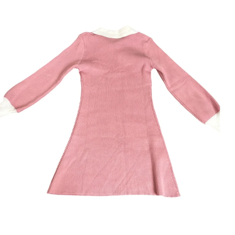 Rare Editions Girls Blush Pink Ribbed Knit Long Sleeve Sweater Dress‎ Size 8 NWT